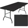 6FT Folding Table, Portable Plastic Party & Picnic Table, Black