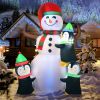 6 FT Christmas Inflatable Snowman with Penguins, LED Lighted Yard Decoration