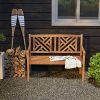 47.5-In. Acacia Wood 2-Person Garden Bench with Decorative Backrest, Brown