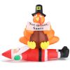 4.9 FT Lighted Christmas Inflatable, Turkey Sitting on Santa Claus