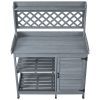43-In. Fir Wood Garden Potting Bench with Cabinet & Storage Shelves, Gray