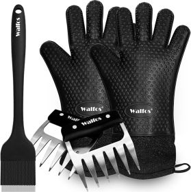 5-Pc. 500°F Heat-Resistant BBQ Grilling Set with Gloves, Meat Claws & Basting Brush