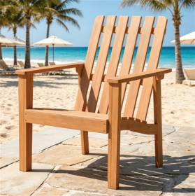 Natural Acacia Wood Adirondack Chair for Garden, Patio & Outdoor Relaxation