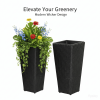 Set of 2 Rattan Planters with Removable Inner Pots, Metal Frame, Black