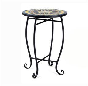 14-Inch Sunflower Mosaic Metal Side Table & Plant Stand
