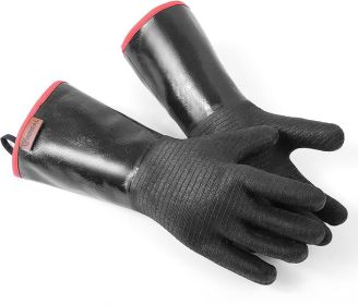 14-In. Extreme Heat-Resistant BBQ Grill Gloves, Waterproof & Oil Resistant, Black