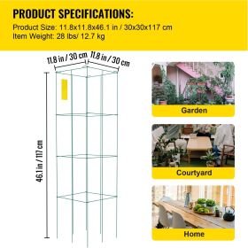 10-Pack Tomato Cages, 11.8" x 11.8" x 46.1", PVC-Coated Steel Plant Supports