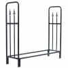 4-Ft. Outdoor Steel Firewood Rack, 880-Lb. Heavy-Duty Log Holder, Black