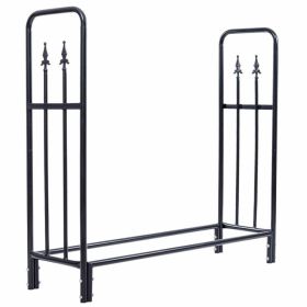 4-Ft. Outdoor Steel Firewood Rack, 880-Lb. Heavy-Duty Log Holder, Black