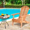 Folding Eucalyptus Wood Adirondack Chair for Patio, Porch & Garden, Natural