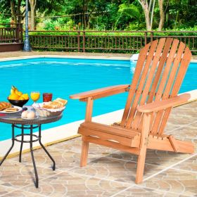 Folding Eucalyptus Wood Adirondack Chair for Patio, Porch & Garden, Natural
