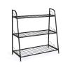 3-Tier Metal Plant Stand, 32 in. Tall, Black, Indoor & Outdoor Display Rack