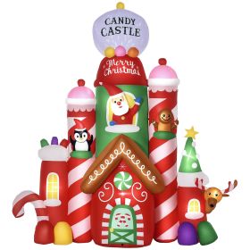 10 FT Christmas Inflatable Candy Castle, LED Lighted Yard Decoration