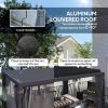 10 x 13 Ft. Aluminum Louvered Pergola with Curtains & Netting, Dark Gray