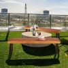 Set of 2 Solid Acacia Wood Outdoor Benches with Steel Legs, 59-In.