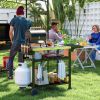 49.25-In. Outdoor Grill Cart & Prep Table with Folding Side Shelf, Black