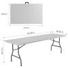 8FT Folding Picnic Table for Outdoor, Portable Fold-in-Half Plastic Dining Picnic Party Table with Carrying Handle