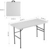 4FT Folding Picnic Table, Portable Plastic Party Table with Carry Handle