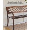 46-In. 2-Person Metal Garden Bench with Decorative Lattice Back, Antique Bronze