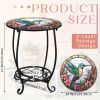 14-In. Hummingbird Mosaic Round Patio Side Table, Garden Accent Table