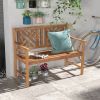 47.5-In. Acacia Wood 2-Person Garden Bench with Decorative Backrest, Brown
