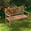 47.5-In. Acacia Wood 2-Person Garden Bench with Decorative Backrest, Brown