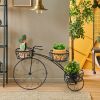 Tricycle Plant Stand Flower Pot Holder, 3-Tier Parisian Style, Black