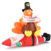 4.9 FT Lighted Christmas Inflatable, Turkey Sitting on Santa Claus