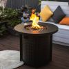 30-In. Propane Fire Pit Table, 50,000 BTU Round Steel Patio Fire Pit, Black
