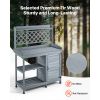 43-In. Fir Wood Garden Potting Bench with Cabinet & Storage Shelves, Gray