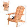 Folding Eucalyptus Wood Adirondack Chair for Patio, Porch & Garden, Natural