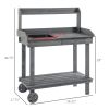 Wood Garden Potting Bench with Wheels, Removable Sink & Storage, Gray