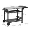 49.25-In. Outdoor Grill Cart & Prep Table with Folding Side Shelf, Black