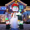 6 FT Christmas Inflatable Snowman with Penguins, LED Lighted Yard Decoration