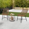 3-Piece Outdoor Rattan Bistro Set with Pet House Side Table, Light Brown