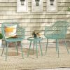 3-Piece Metal Frame Patio Bistro Set with 2 Chairs & Round Accent Table, Light Green