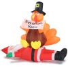 4.9 FT Lighted Christmas Inflatable, Turkey Sitting on Santa Claus