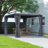 10 x 13 Ft. Aluminum Louvered Pergola with Curtains & Netting, Dark Gray