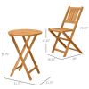 3-Piece Folding Acacia Wood Patio Bistro Set with Round Table, Teak