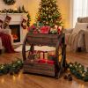 2-Tier Raised Garden Bed, Rustic Wood Wagon Planter, Coffee