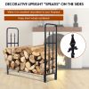 4-Ft. Outdoor Steel Firewood Rack, 880-Lb. Heavy-Duty Log Holder, Black