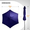 9-Ft. Solar LED Tilt Patio Umbrella with Crank, 6-Rib, Navy Blue