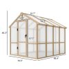 6.6 x 8 Ft. Wooden Polycarbonate Walk-In Greenhouse with Roof Vent