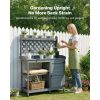 43-In. Fir Wood Garden Potting Bench with Cabinet & Storage Shelves, Gray