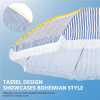 9-Ft. Striped Patio Umbrella with Crank, Tilt & Tassel Trim, Blue/White
