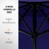 9-Ft. Solar LED Tilt Patio Umbrella with Crank, 6-Rib, Navy Blue