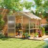 6.6 x 8 Ft. Wooden Polycarbonate Walk-In Greenhouse with Roof Vent