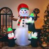 6 FT Christmas Inflatable Snowman with Penguins, LED Lighted Yard Decoration