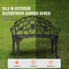 38.8-In. Decorative Metal Garden Bench with Rose & Vine Backrest, Black