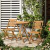 3-Piece Folding Acacia Wood Patio Bistro Set with Round Table, Teak